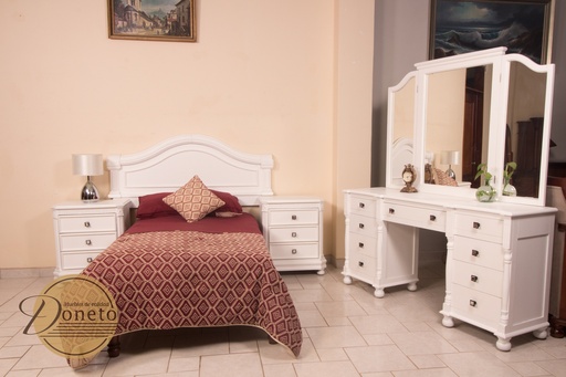 Recámara Boiserie Queen Blanca 5 pzs